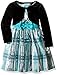 Bonnie Jean Girls Black Gold Plaid Velvet Mock Cardigan Dress