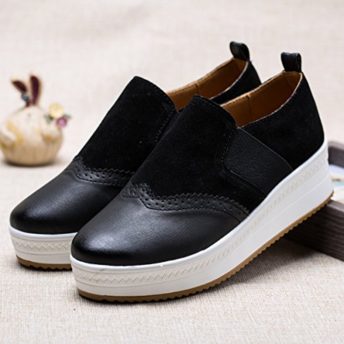 UNN Women Slip On Platform Suede Penny Loafers High Heel Wedge