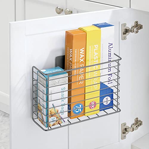 mDesign Metal Hanging ShelfAdhesive Kitchen Storage Organizer Basket