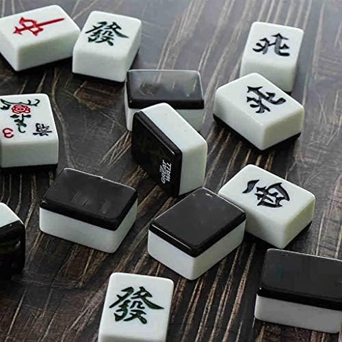 Hexiansheng Mahjong Traditional Chinese Version Game Set Portable 146 Tiles Acrylic Material Mah-Jongg Travel Family Leisure Time ( Color : Black )