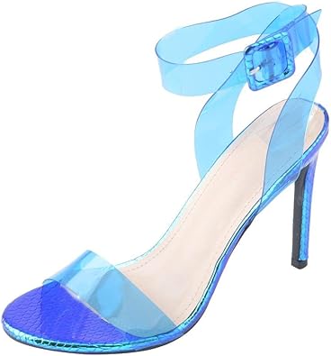 blue and clear heels