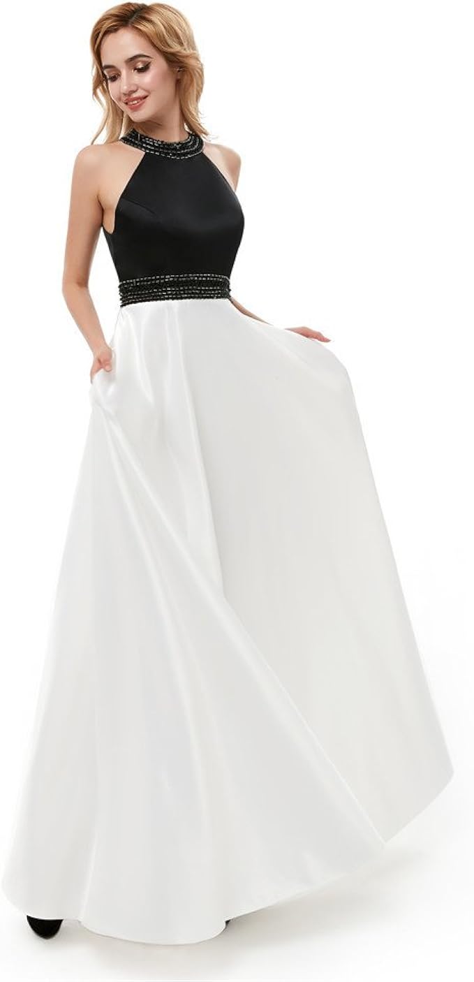 halter white dress long