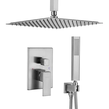 All Metal Shower Faucet Set Brushed Nickel Shower System