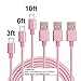 MCUK Type C Cable, 3 Pack 3ft 6ft 10ft Type C Cable Charging Cord Nylon Braided Data Sync Cable for New Macbook 12 inch, OnePlus 2, LG G5, Nexus 6P/5X, ChromeBook Pixel (3ft+6ft+10ft)Pink