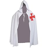 BLESSUME Medieval Templar Knight Cloak White Cosplay Cape Halloween Costume Robe