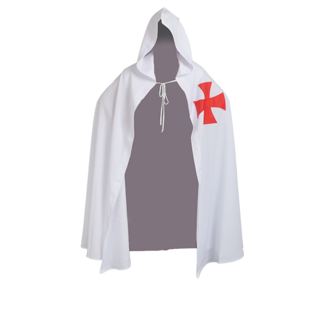 BLESSUME Medieval Knights Costume Cape Medieval Cloak with Cross (Templar Knight)