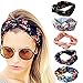 DRESHOW 6 Pack Women Headband Boho Floal Style Criss Cross Head Wrap Elastic Hair Accessories