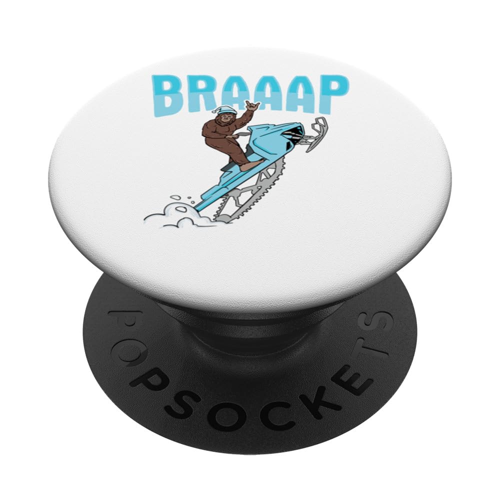 Bigfoot Snowmobile Braaap Design for a Trail Snowmobiler PopSockets Adhesive PopGrip