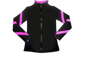 JoyCan Girls Ice Skating Jackets Women Stripes Training Practice Figure Skating Tops Fleece.