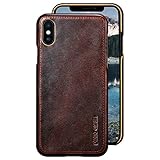 Pierre Cardin iPhone Xs Leather Case,iPhone X Leather Case, Premium Genuine Cowhide with New Slim Design Snap Hard Back Cover for Apple iPhone X/Xs(5.8