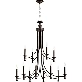 Quorum 6022-12-86 Transitional 12 Light Chandelier from Rossington Collection in Bronze/Dark Finish,