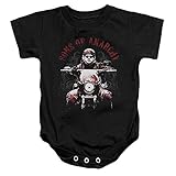 Sons Of Anarchy TV Series Jax Ride On SOA Logo Red Tint On Black Romper Snapsuit