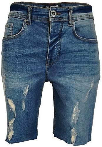 knee length ripped denim shorts