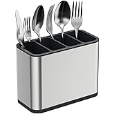 TESOT Silverware Caddy Utensil Caddy Spoon Holder with 4 Divided Compartments, Sturdy Stainless Steel, Rust Proof
