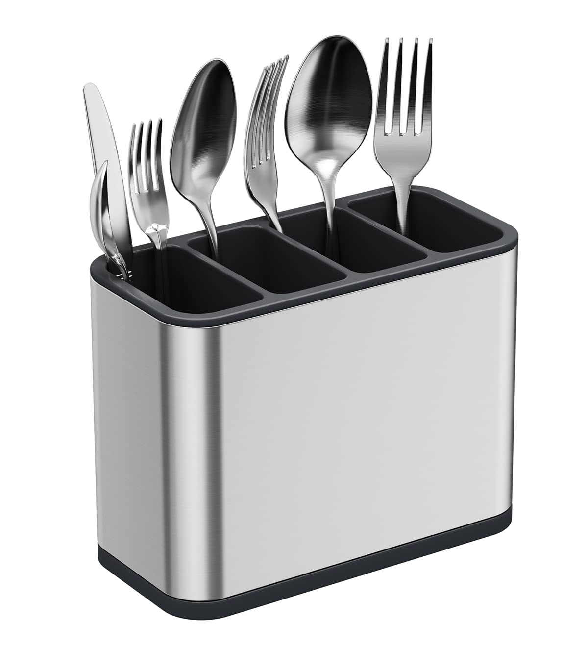 TESOT Silverware Caddy Utensil Caddy Spoon Holder with 4 Divided Compartments, Sturdy Stainless Steel, Rust Proof