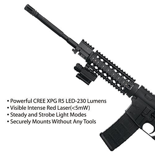 MCCC Tactical Red Laser Sight with 230 Lumens CREE LED Flashlight, Compact Rail Mounted, Quick Release, 1XCR123A Battery (Included)
