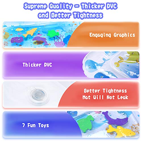 Inflatable Tummy Time Mat 22"28", Tummy Time Toys, Baby Toys, Baby Play Mat, Baby Girl Boy Toy, Water Mat, Play Activity Center for Infants Toddlers Promotes Visual Stimulation /Movement/Motor Skills - Thumbnail 3