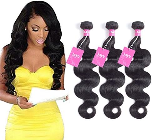 Jayu Hair Brazilian Body Wave 3 Bundles 100% Unprocessed Virgin Human Hair 10a Grade Hair Bundles Natural Color (8 10 12)…