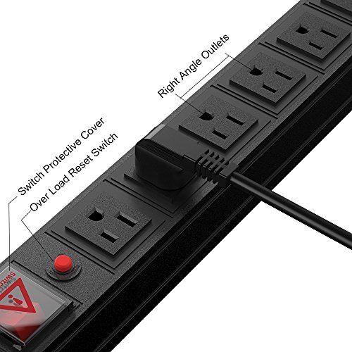 PDU Rackmount 15Amp 8 Outlets Power Strip Surge Protection 1U/15A/120V 6.5ft Power Cord - Thumbnail 2