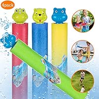 iBeleby Water Blaster Soaker Gun for Kids Pool Toys, 4 Packs Foam Outside Games Water Pump Gun Shooter, Summer Fun Outdoor Swimming Pool Games Toys for Boys Girls Adults, (red Blue Green Yellow)