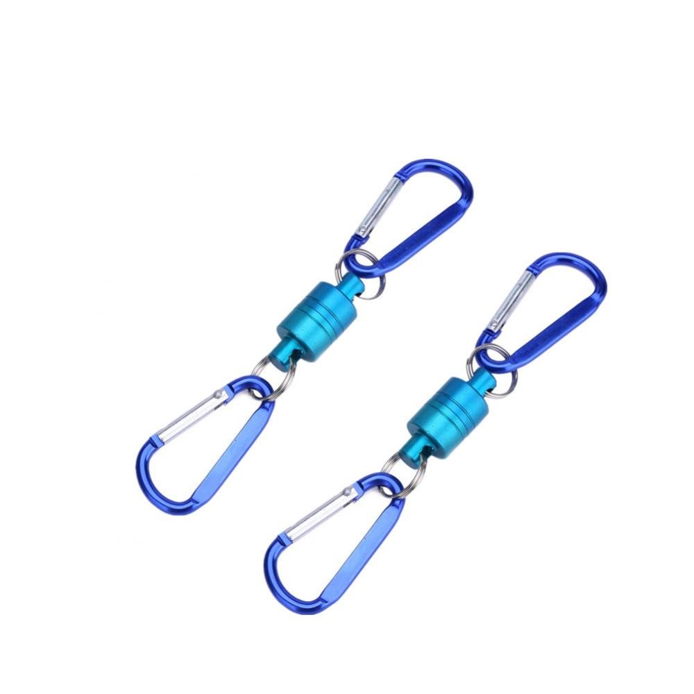 2pcs Fly Fishing Magnetic Net Release Holder Keeper Fishing Magnetic Tool Aluminum Shell Magnet Clip Landing Net Connector and Aluminium Alloy Buckle (Blue)