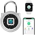 eLinkSmart Gym Locker Padlock with Fingerprint Remote Authorized Unlock Record - Waterproof Security Keyless Smart Lock for School Gym Locker Backpack Gun Case Field Box Silver Support iOS Watch