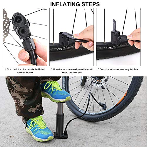 image for Aibrisk Mini Bike Pump, Bike Pump Fits Presta and Schrader Valve, Bicy