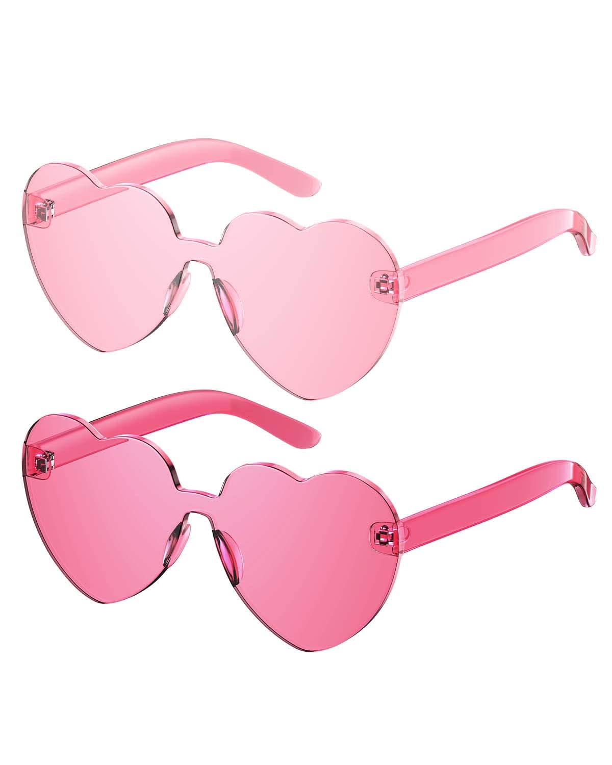 Photo 1 of Gaiatop Heart Sunglasses for Women Candy Color Transparent Rimless Heart Glasses for Girls Cute Heart Shaped Sunglasses