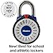 Master Lock Padlock, Standard Dial Combination Lock with Magnification Lens, 2-1/8 in. Wide, Assorted Colors, 1588D