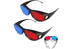 GNIMUP 3D Glasses for Movies and Games, Red/Cyan and Red/Blue Lenses