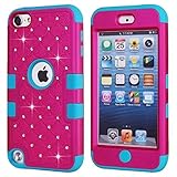 Urberry Ipod Touch 5 Case, Bling Diamond Dotted Cover for Ipod Touch 5, 3-layer Hybrid Hard and Soft Case for Touch 5 with a Free Stylus