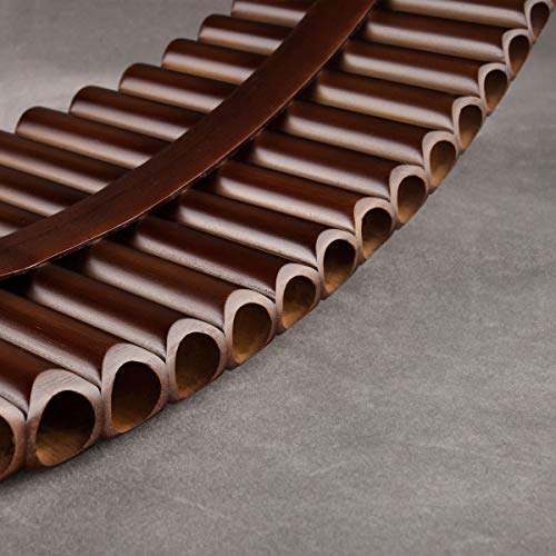 22/25 Pipes C Key Professional Pan Flute Chinese Traditional Musical Instrument Pan Pipes Easy to Learn with Exquisite Brown Pan Pipes Flute and Black Leather Bag (25-Right Hand) - Thumbnail 7