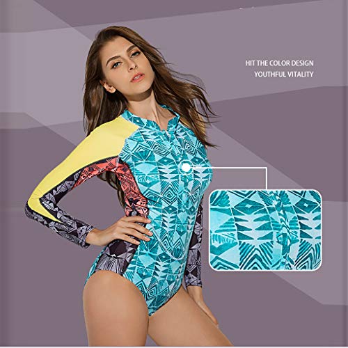 Iusun Women 's One Piece Wetsuit Long Sleeve Thin Zipper Creative Siamese Swimwear Super Stretch Rash Guard UV Protection - Perfect for Swimming/Scuba Diving/Snorkeling/Surfing/Wading - Thumbnail 3