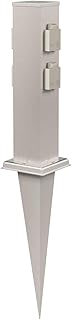 ledscom.de Garten-Steckdosen-Säule Polly mit Erdspieß für außen, 4-Fach, Edelstahl, eckig, 38cm