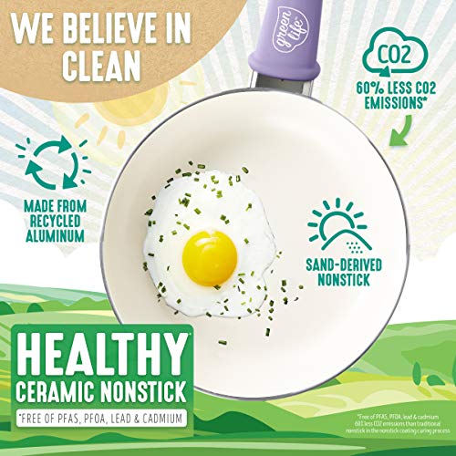 GreenLife Soft Grip Healthy Ceramic Nonstick, Frying Pan, 12", Lavender