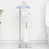 Songsoso Free Standing Toilet Roll Holder with Top Shelf Holds 4 Rolls