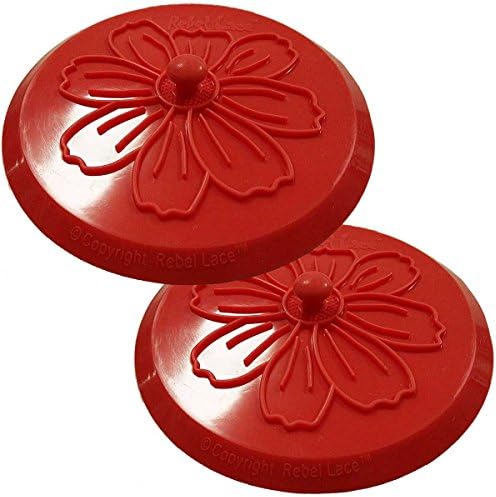 Drain Plug for Bathroom Kitchen and Laundry in Red Silicone. Awesome Daisy Design made from Quality Food Grade Silicone (2, Red)