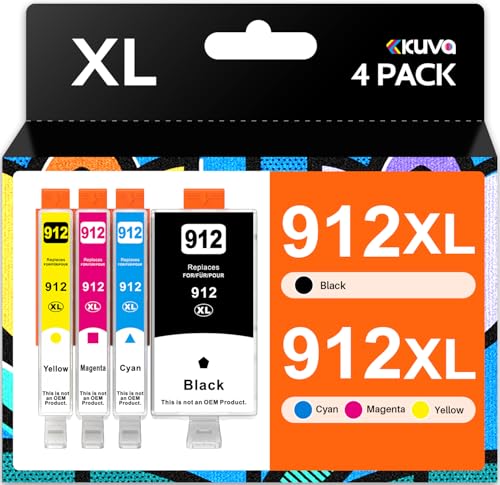 912XL 912 Cartridges Compatible with HP 912 XL Multipack Ink for HP Officejet Pro 8022 8025 8024 8023 8020 HP OfficeJet 8014 8015 8017 8012 (Pack of 4)