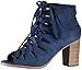Soda Women's Hewitt Lace Up Peep Toe Zip Back Stacked Heel Boot