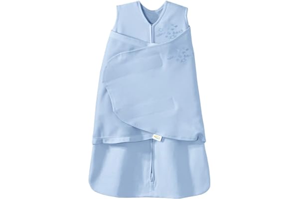 HALO 100% Cotton Sleepsack Swaddle, 3-Way Adjustable Wearable Blanket, TOG 1.5, Baby Blue, Newborn, 0-3 Months