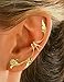 Ear Charm's Non-Pierced Flower and Leaf Full Ear Spray Ear Cuff Gold on Silver Left Earring Cuff