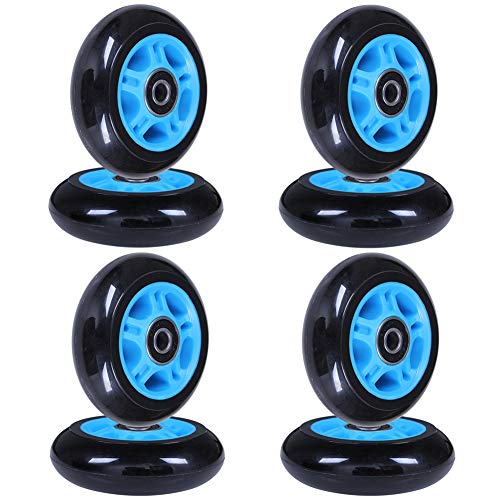AOWISH 8-Pack 80mm Inline Skate Wheels 85A Inline Skates Replacement Wheel with Bearings ABEC-9 (Blue Hub Black Wheel)