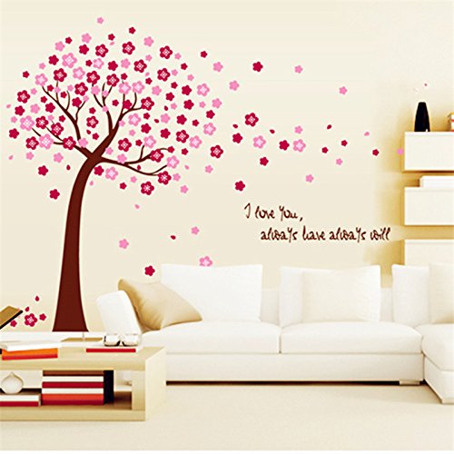 title=Carta da parati adesiva, motivo: albero con romantici petali di fiori di pesco,