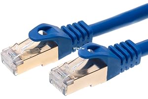 CAT7 Cable Ethernet Premium S/FTP Patch Cord RJ45 Fast Speed 600Mhz LAN Wire (30FT, Blue)