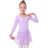 MdnMd Toddler Girls Long Sleeve Ballet Leotards Dresses Dance Skirt Ballerina Tutu Outfits