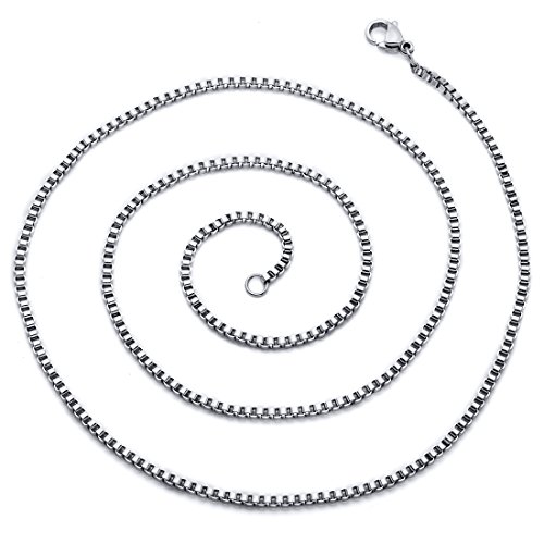 Mens 22 inch Stainless Steel Box Chain Necklace