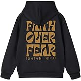 Floerns Boy's Faith Over Fear Hoodie Christian Graphic Long Sleeve Fall Outfit Religious Hooded Sweatshirts