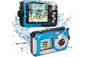 Waterproof Digital Camera, Full HD 2.7K 48MP 10ft Waterproof Underwater Digital Camera, Video Recorder Selfie Dual Screens 16