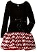 Emily West Big Girl Dropwaist Velvet to Taffeta Chevron Dress with Bow Detail