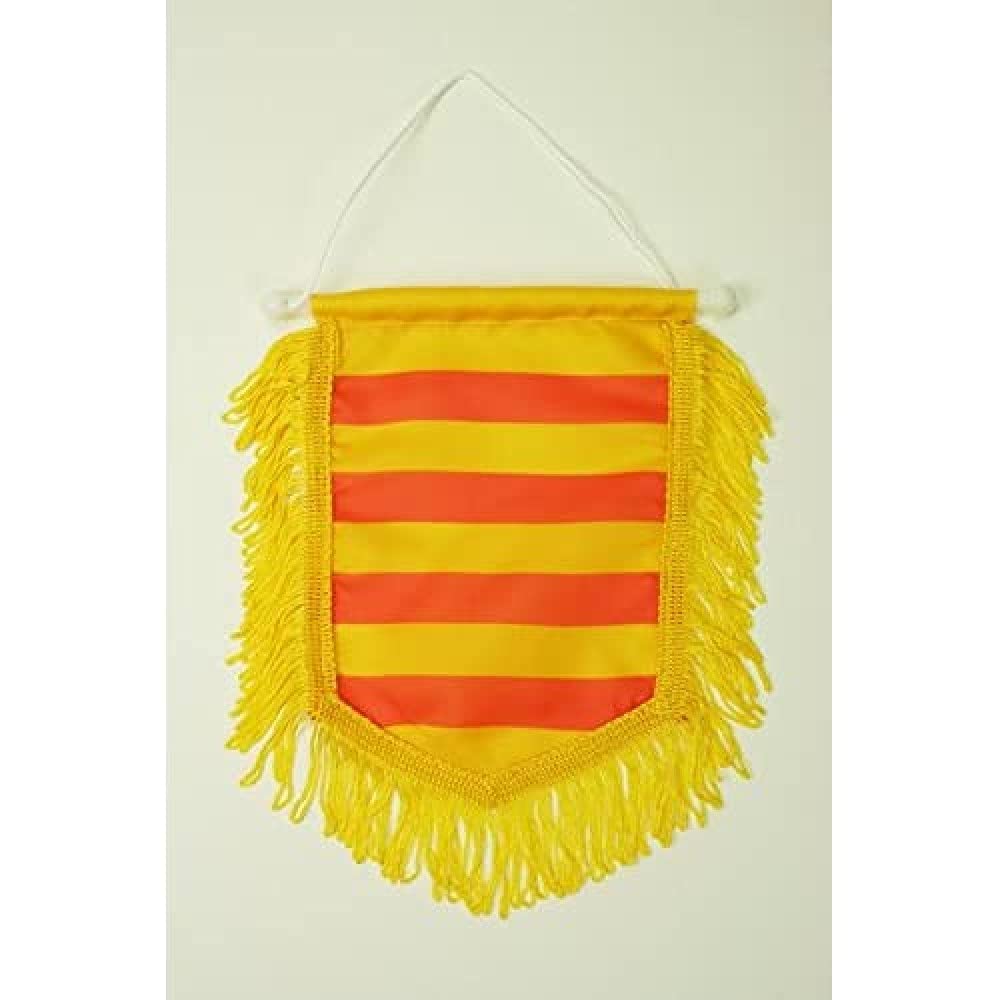 AZ FLAG - Catalonia Mini Banner - 6'' x 4'' - 100% Polyester Catalan Small Pennant for Car - Double-sided Flag with cords